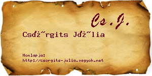 Csörgits Júlia névjegykártya