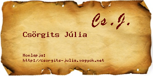 Csörgits Júlia névjegykártya
